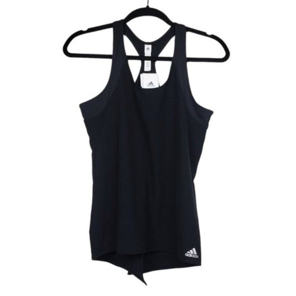 Adidas Womens Sleeveless Black Split Back Tank Top Size XS NWT - Picture 3 of 5